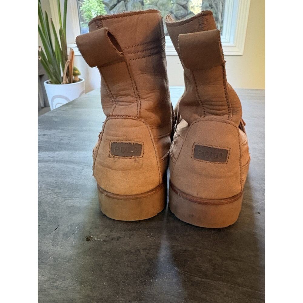 POLO Ralph Lauren Ranger Leather Lace Up Buckle Boots Men’s Size 7.5 Brown Tan - Picture 4 of 10